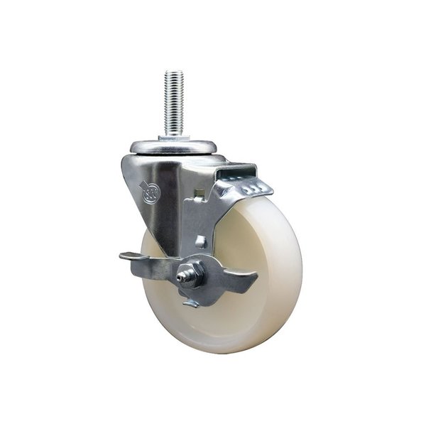 Service Caster 4 Inch Nylon Wheel Swivel 34 Inch Threaded Stem Caster with Brake SCC SCC-TS20S414-NYS-TLB-34212